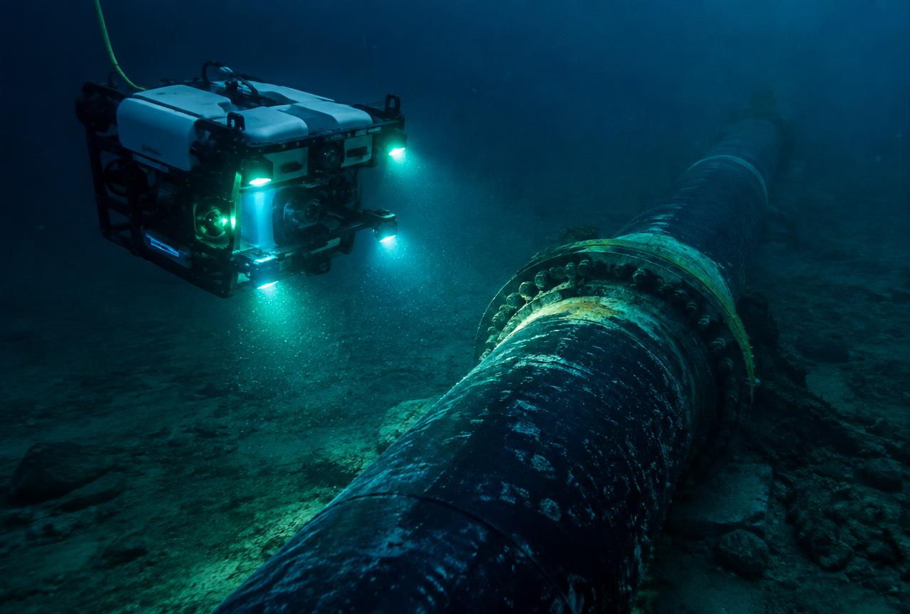 UUR inspecting a subsea pipeline on the seafloor