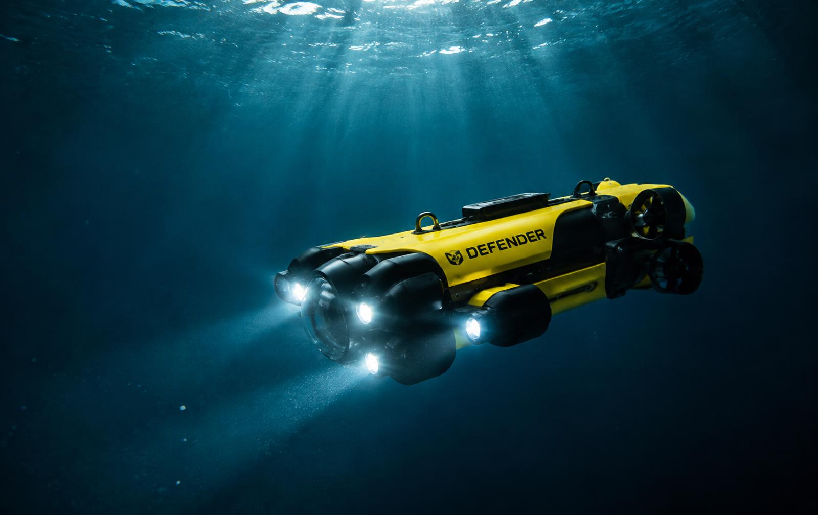 Sharkjaw UUR autonomous underwater robot operating in deep water